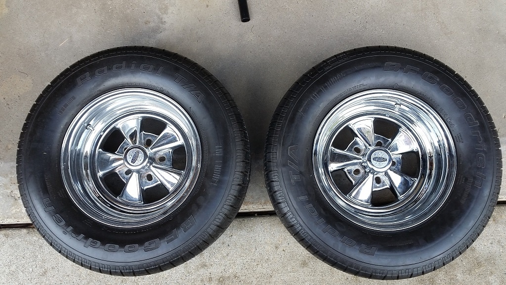 SOLD 2 Cragar SS 15x8 wheels with Goodrich 275/6015 tires. 375