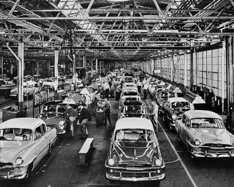 1954 Plymouths at the Lynch Road Assembly Plant in Detroit, Michigan.jpg