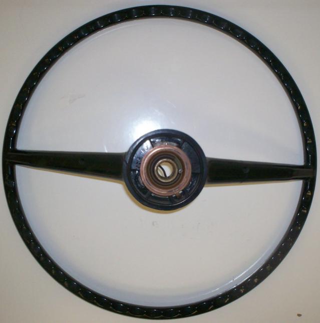 1966 Coronet 500 - 2 spoke black plastic steering wheel - back side view #2.jpg