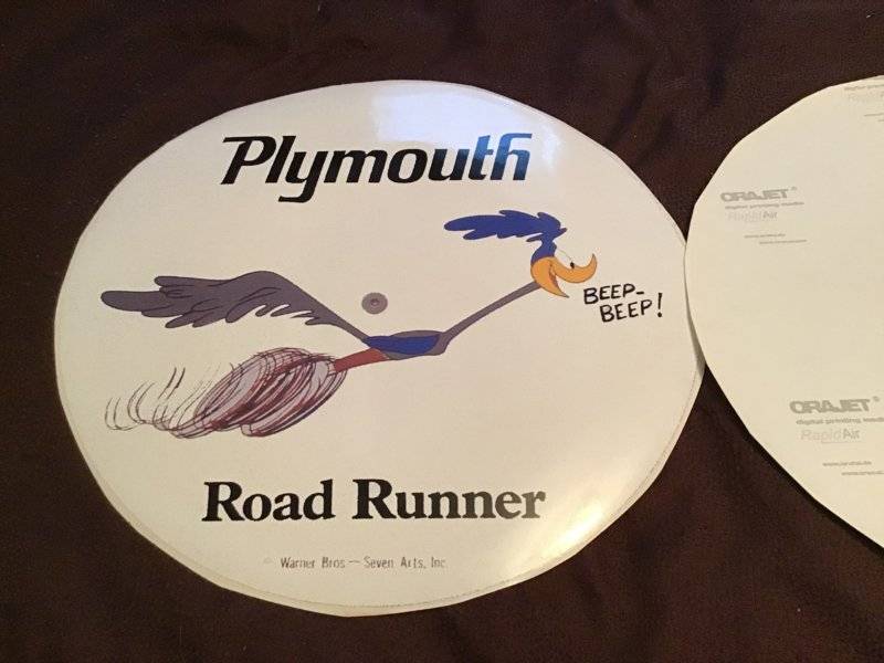 FOR SALE Road Runner stationary wheel disc decals For B Bodies Only