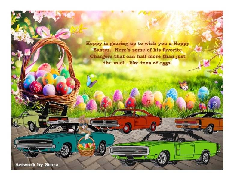 2025 1968 to 1970 CHARGERS WITH HOPPY THE EASTER BUNNY DRIVER.jpg