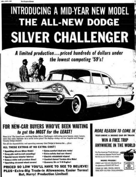 59 Dodge 2 dr post Silver Challenger Advert. #1 mid year sale.jpg