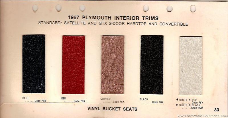 1967 Plymouth Gtx Color Chart