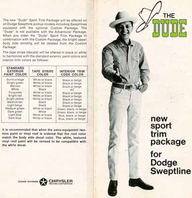 70 D-100 Sweptside Pick up Dodge Dude edition Advert. #1a.jpg