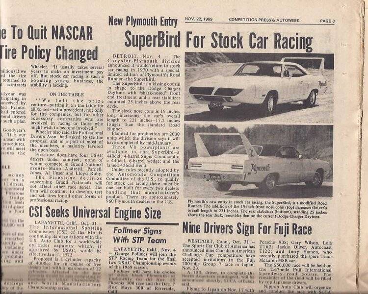 70 Superbird Press release #1 Autoweek paper Nov. 1969.jpg