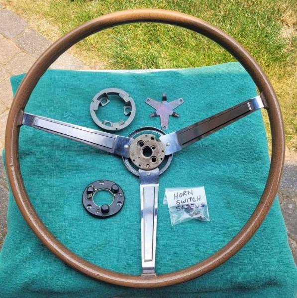 Product photo of MOPAR 1964 - 1968 A body, B body & C Body Woodgrain Steering Wheel Barracuda Charger Coronet etc..