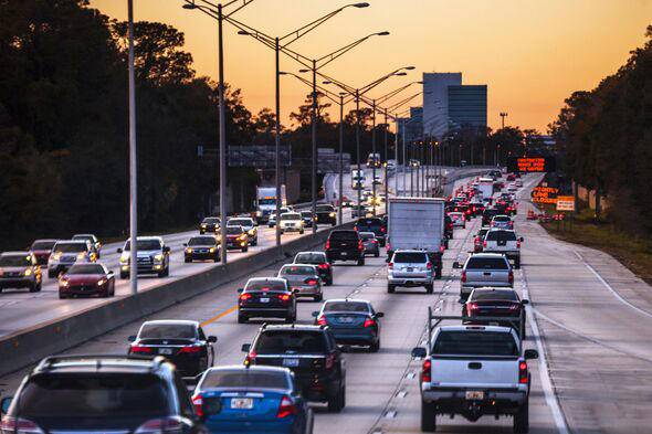 Jacksonville, Florida traffic at sunset