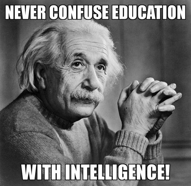 Albert Einstein Never confuse Education with Intelligence.jpg