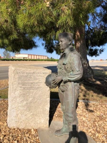 American Military USAF Chuck Yeager statue at Edwards AFB test are SoCal #1.jpg