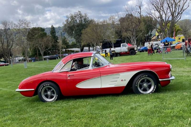 Two thieves were caught on surveillance video steal an elderly man's cherished red 1959 Corvette.