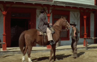 Beating Mongo punches horse -Blazing Saddles-.gif