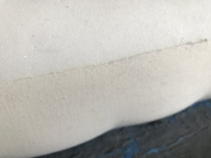 Bench seat back Bottom foam attached with muslin.JPG