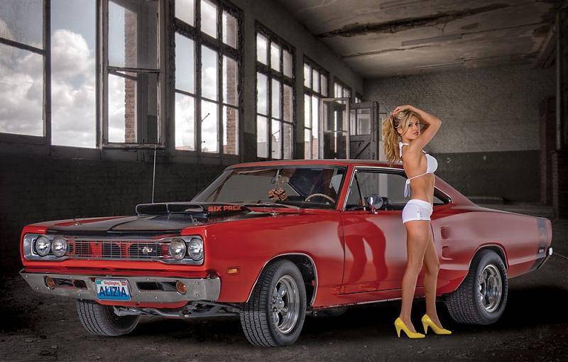 Car Babe & 69.5 Super Bee A-12 440 Six Pack Red.jpg