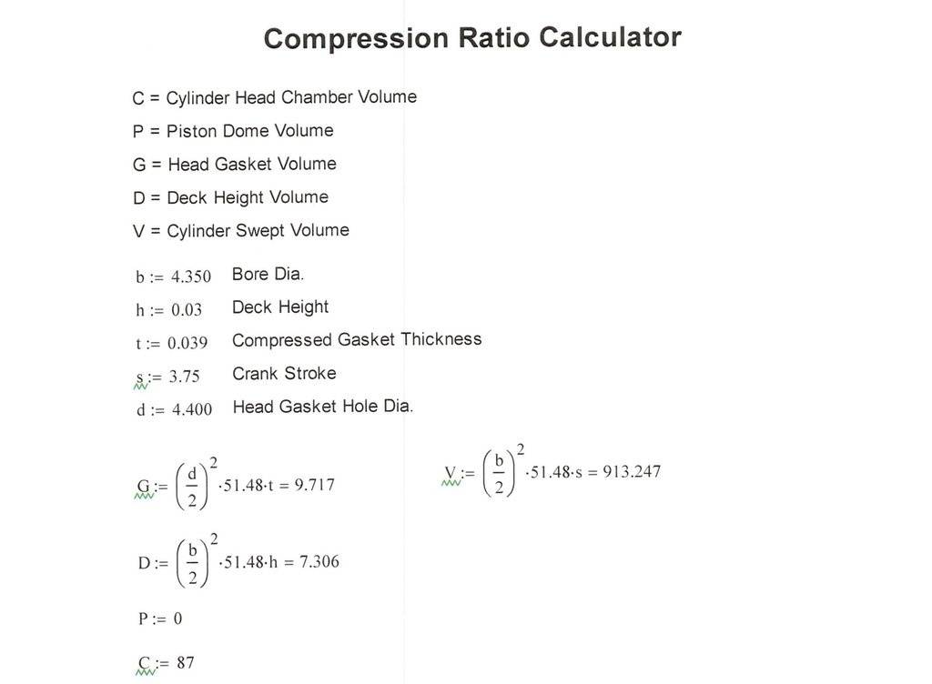 Static and dynamic compression ratio calculator - 396maro Creations