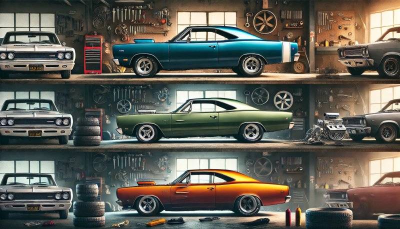 DALL·E 2025-04-21 18.22.27 - A side-by-side comparison of three 1969 Dodge Coronet cars, each ...jpg