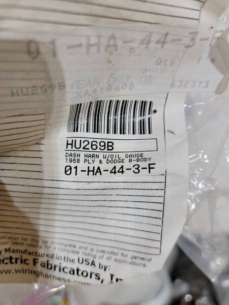 SOLD - 68 Charger wiring harnesses, brand new | For B Bodies Only
