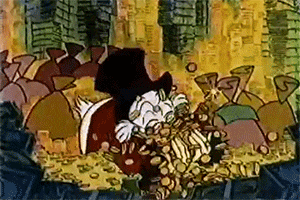 Donald Duck Cash gold coins Scrooge McDuck.gif