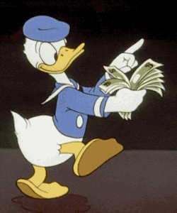 Donald Duck counting his cash.gif