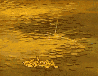 Donald Duck Scrooge spitting GOLD coins.gif