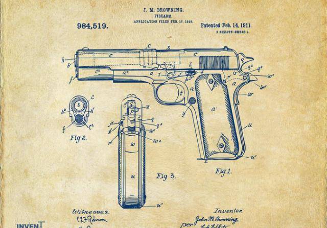 Gun 1911 .45acp J.M. Browning concept design Drawings.jpg