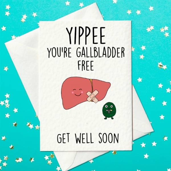 Yipiee Gallbladder Free Funny Get Well Soon Card - Etsy