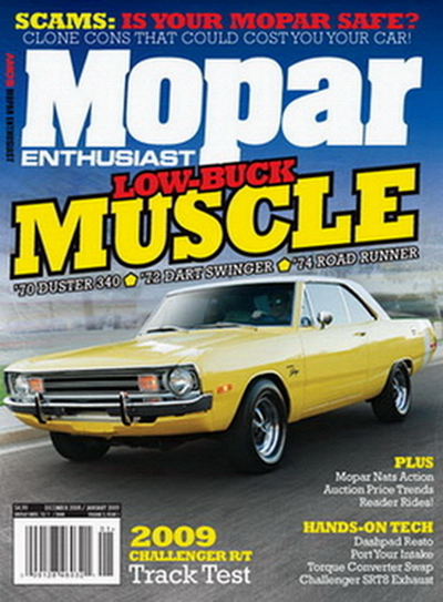 Mopar Enthusiast Magazine - Dec 2008 Jan 2009 issue - Ricks 72 Dart Swinger on cover.jpg