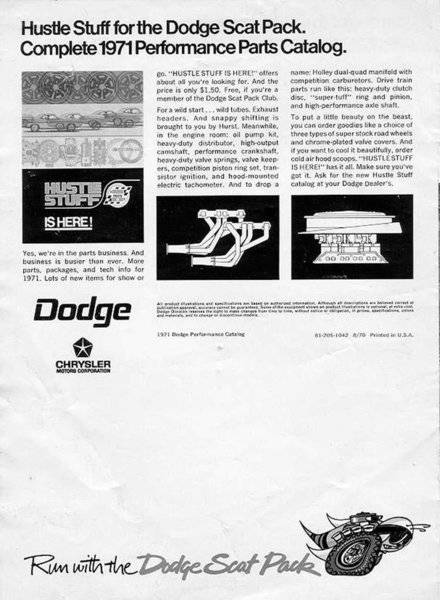 Mopar Hustle Stuff Catalog 1971 Dodge Scat Pack Advert. #2.jpg