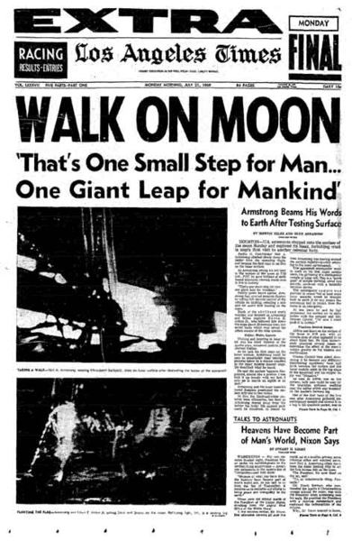 Nasa Apollo 11 LA Times headlines Walk On Moon.png