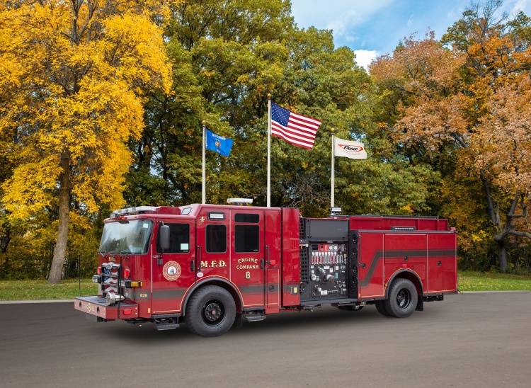 Pierce Volterra Electric Pumper stock image