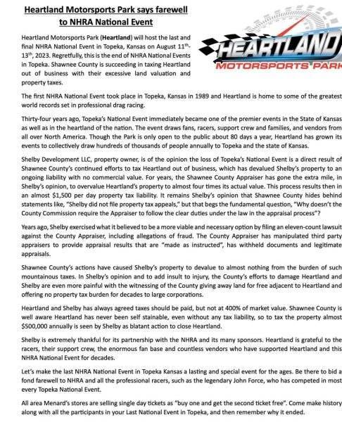 Racetrack Topeka Heartland Park Topeka Ks raceway NHRA pulling the plug & 500k taxes.jpg