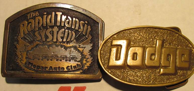 rare RTS belt buckle rapid transit system plymouth dodge brass.JPG