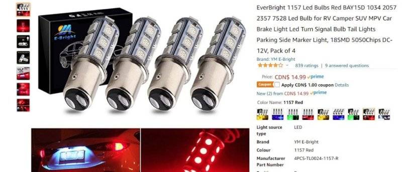 EverBright 1156 BA15S Led Bulb,1073 7506 1141 LED Bulb for RV Camper SUV  MPV Car Side Marker Lights Reverse Lights Brake/Turn Signal Bulb 18SMD