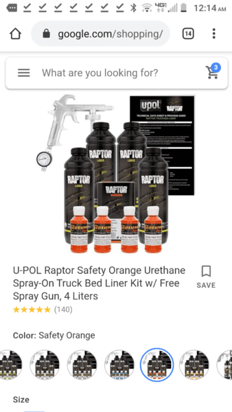 Raptor GM White Urethane Spray-On Truck Bed Liner Spray Gun, 4 Liters