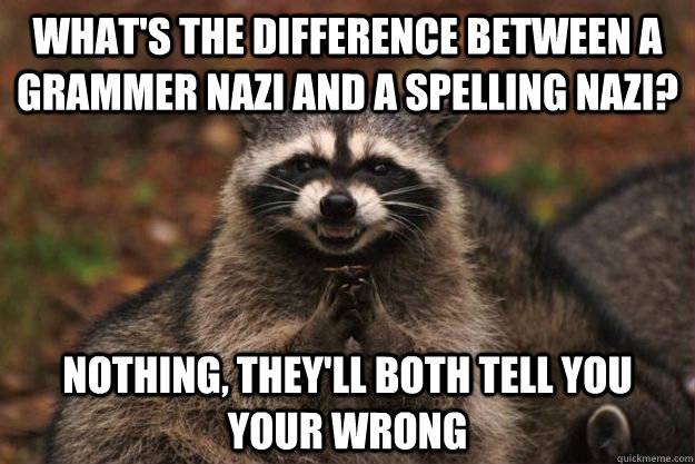 Spelling Nazi & Grammar Nazi difference - Nothing They'll both tell you wrong.jpg