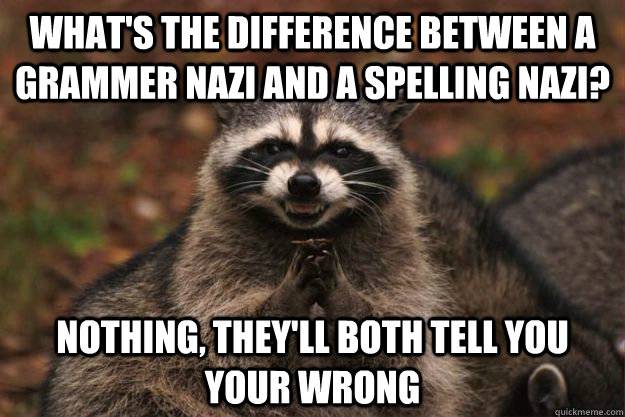 Spelling Nazi & Grammar Nazi difference - Nothing They'll both tell you wrong.jpg