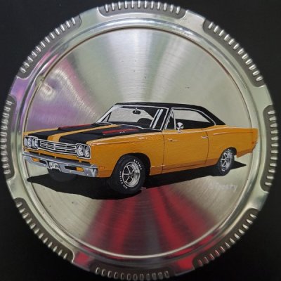 Hubcap painting by Jeff Fossard 69 Road Runner.jpg