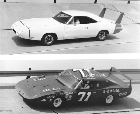 1970 Dodge Charger Daytona in street and NASCAR versions.jpg