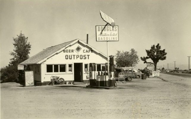 Route 66 - Douglas Gasoline Station & Outpost Cafe at the junction of 66 and 395 near Victorvi...jpg