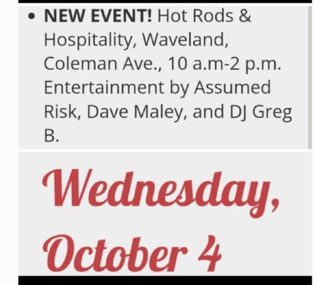 Cruisin' The Coast 2023 October 1st-8th and MOPARS In Da Bay Thursday Oct 5th