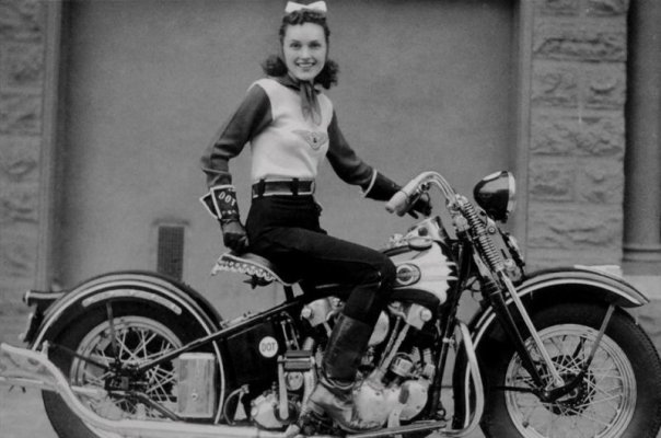 Dot Robinson, founder of Motor Maids, on her 1939 Harley-Davidson EL Knucklehead, 1940.jpg