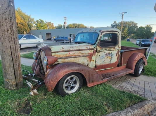 001b '38 Plymouth truck on the way home from car show at Affordable Street Rods in Peabody, Ka...jpg