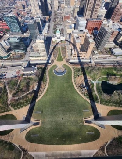 View of downtown St. Louis, Missouri from top of Gateway Arch.jpg