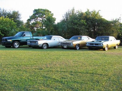 Some of the Toys Lined Up in the Backyard