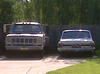 1975 Dually and 1965 Plymouth