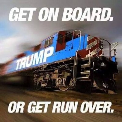 Donald Trump Pres. Candidate 2016 Get on Board or Get Run Over.jpg