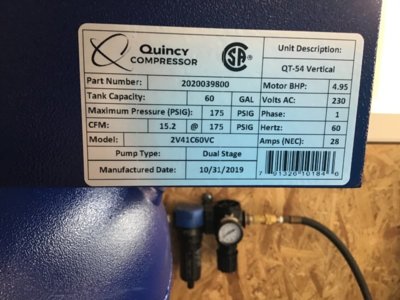 New Quincy QT 54 Air Compressor 2V41C60VC For B Bodies Only