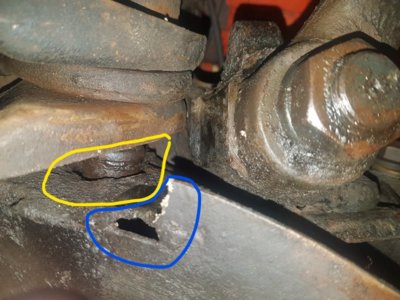 Crack in K Member torsion bar mount 2.jpg